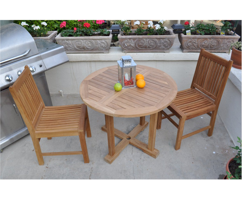 Montage Teak 3-Piece Outdoor Dining Set with Round Table