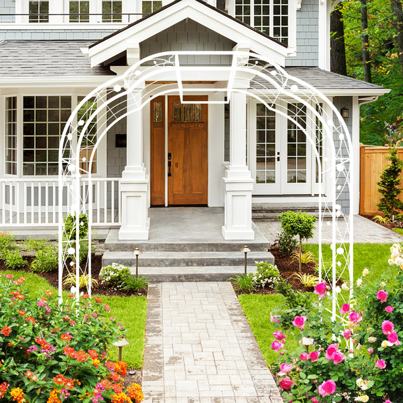 Arche en métal blanc crème - l 74,4 po x H 98,4 po Jardin 74,4 po x 98,4 po