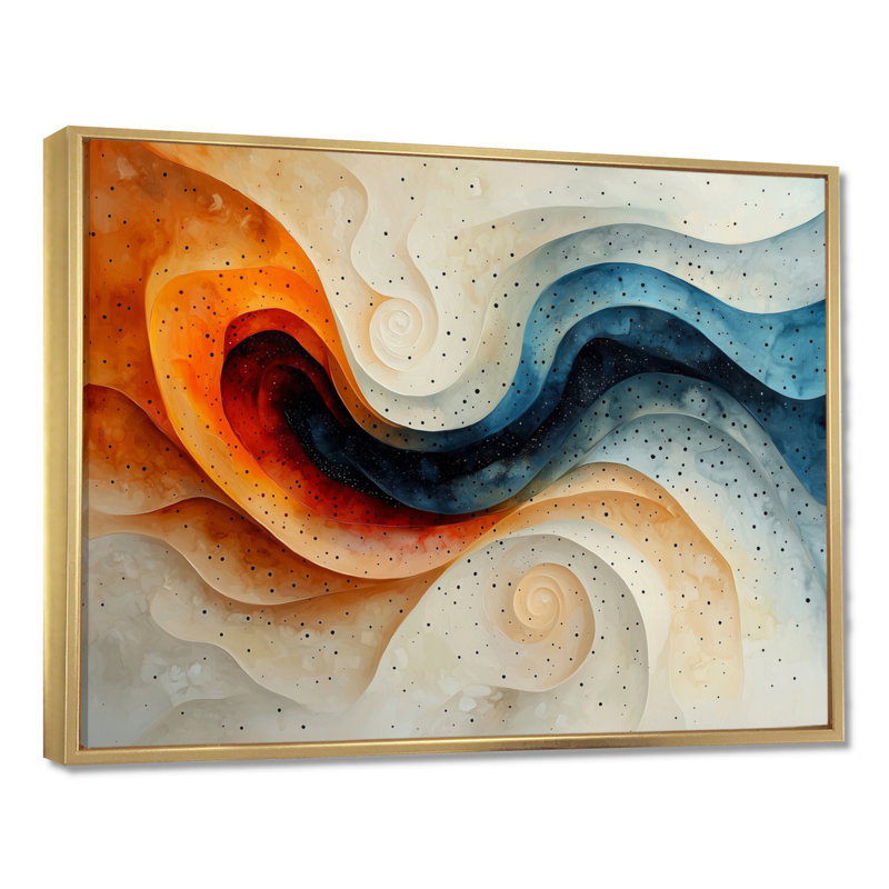 Marquart - Abstract Large Wall Art, H 34 po x l 44 po, Cadre flottant, Doré