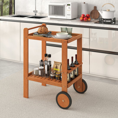 Aboubaker 2 Tier Hardwood Bar Cart