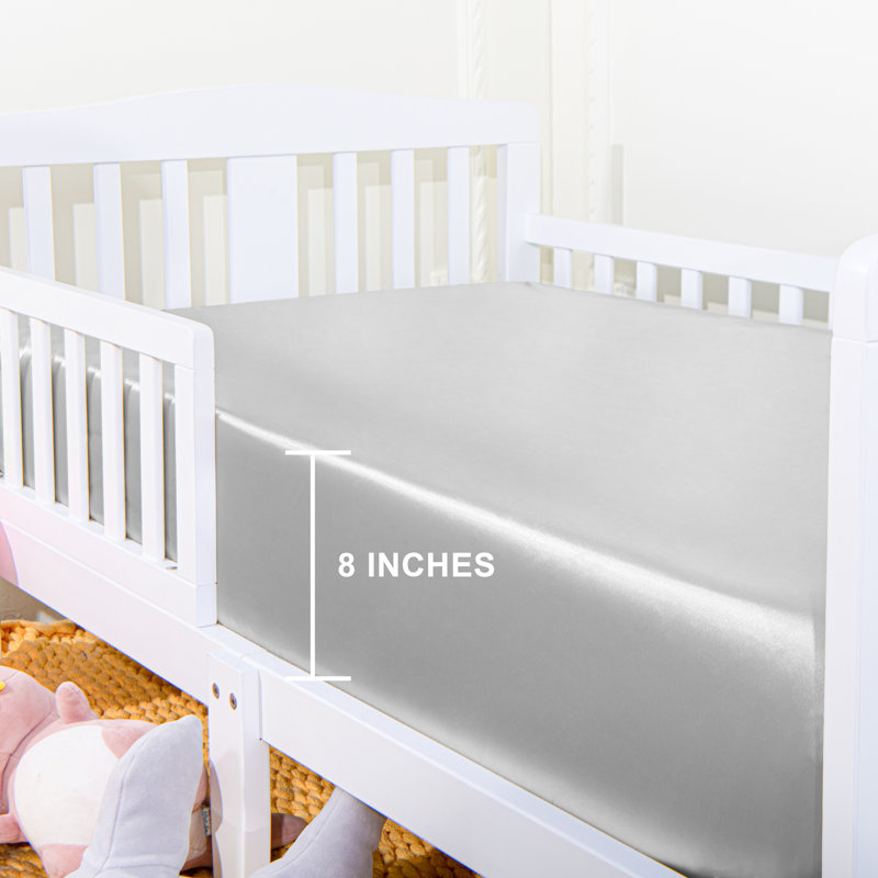 Fitted Crib Sheet, Silk Satin for Standard Crib and Toddler Mattresses, Super Soft, 28x52 Inches - NTBAY, Beige
