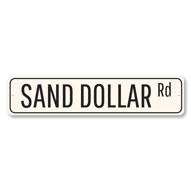Plaque en aluminium Sand Dollar Road, H 4 po x l 18 po x P 0,04 po