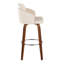 Tabouret de bar à hauteur fixe avec pivot en bois de noyer et similicuir crème avec repose-pieds rond chromé - ensemble de 2-1858349344