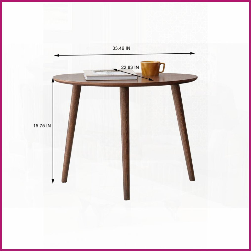 Table basse Mid-Century en chêne massif - Hauteurs ovales décalées, sans formaldéhyde, facile à assembler pour le salon