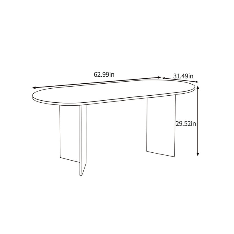 Durable and warm solid wood dining table, 29.52"H x 62.99"L x 31.49"W