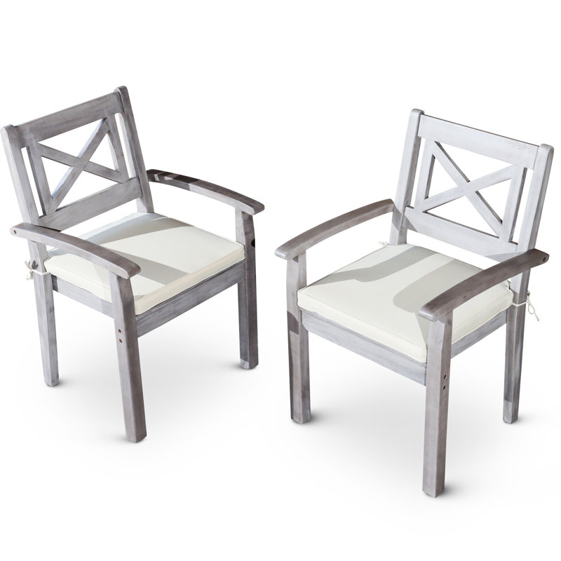 Chaises de salle à manger d'extérieur en bois massif (de 2) - Gris argenté pour 2 personnes avec - et caractéristiques