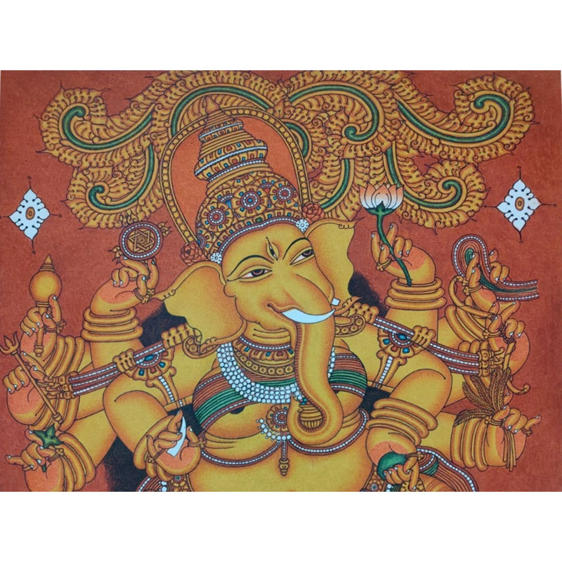 Dashabhuja Ganapati | Peinture de Sunil Vaka | Pour la décoration murale