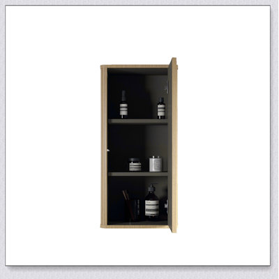 Armoire latérale flottante en chêne naturel, rangement mural pour petits espaces, pré-assemblée et peu encombrante