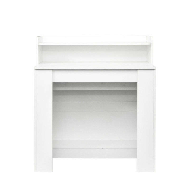 Table de salle à manger extensible moderne avec rangement, Blanc