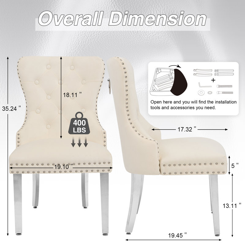 Chaise de salle à manger Parsons, Velours beige