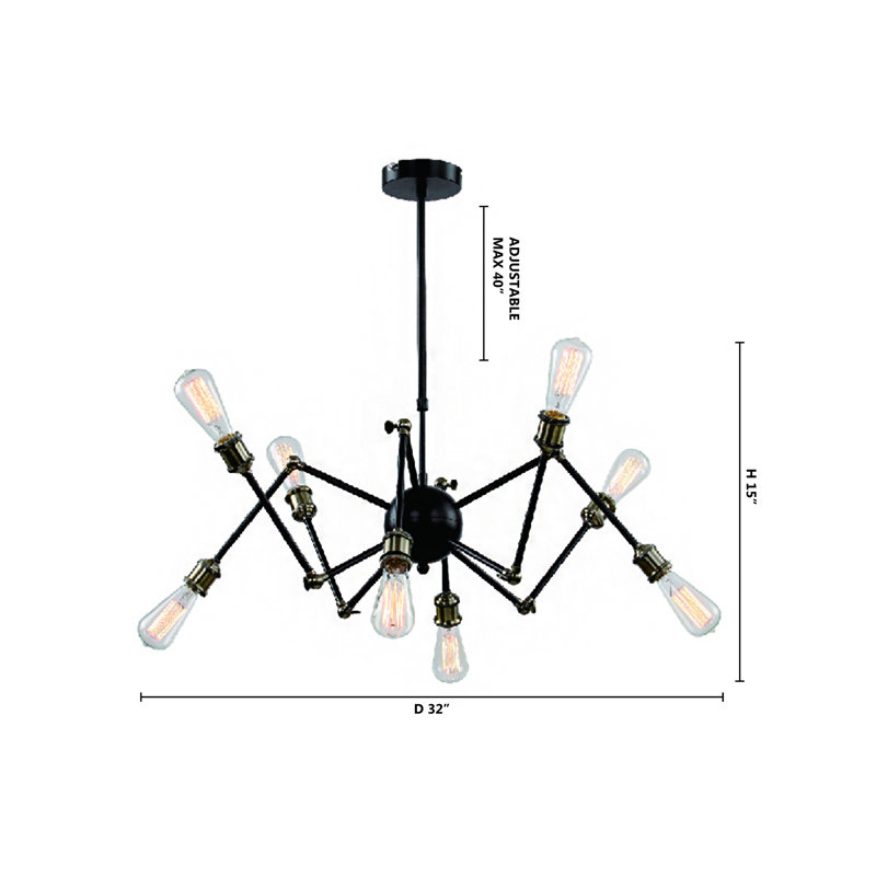 Lustre spoutnik industriel à 8 lumières Mendivil