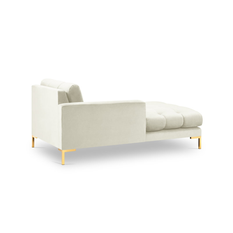 Adoraim Upholstered Chaise Lounge, Light Beige, Left-Arm Chaise, Gold