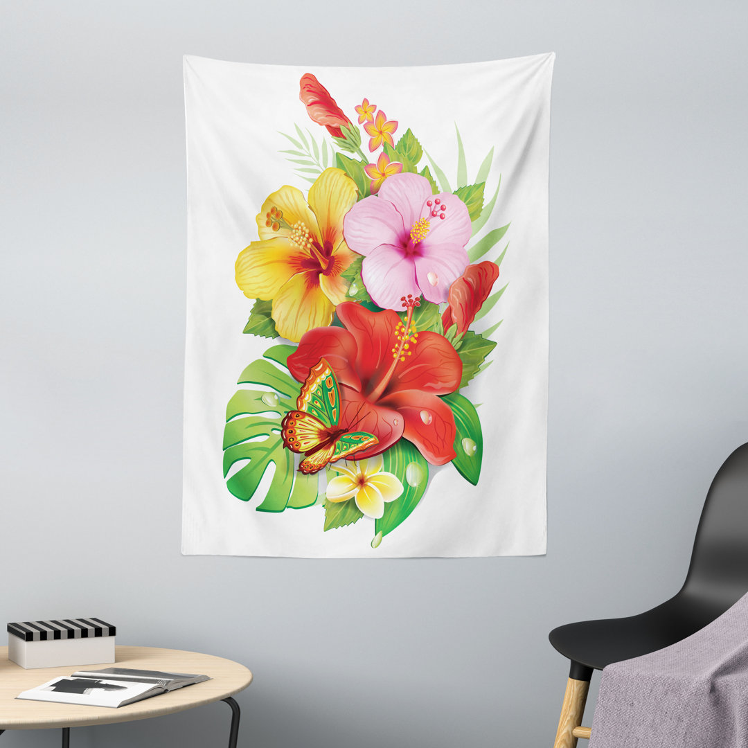 Wandteppich, Bunt Hibiscus Blooming, hawaiisch, Mehrfarbig