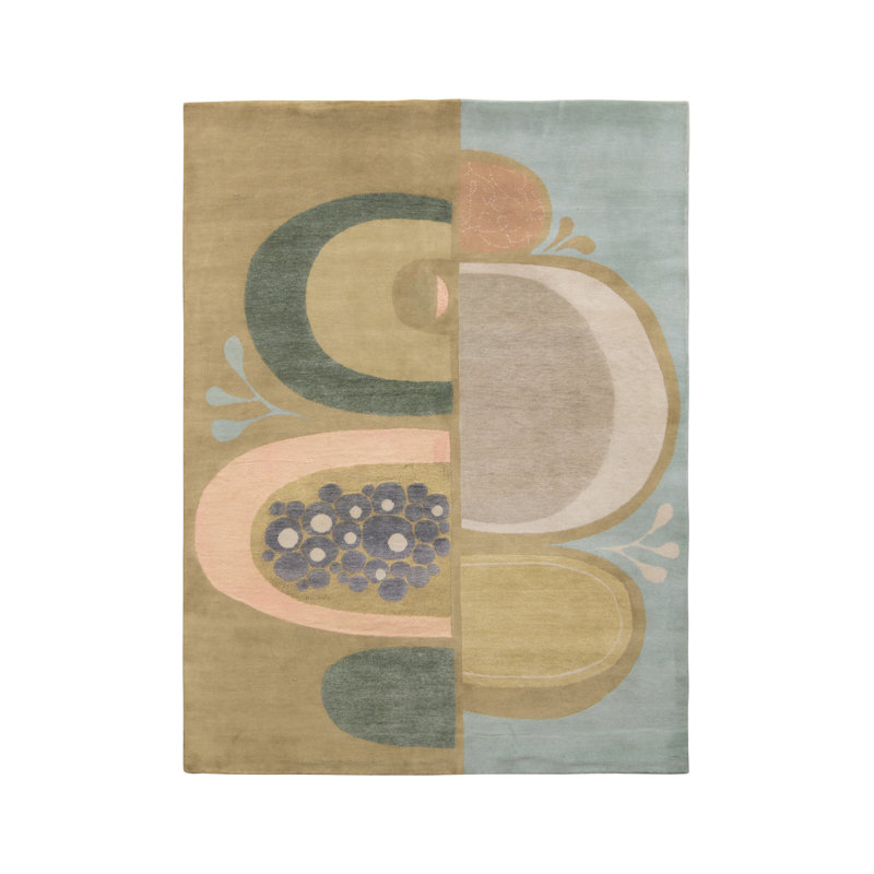 Hand Knotted Geometric Area Rug, Rectangle 6' x 9'