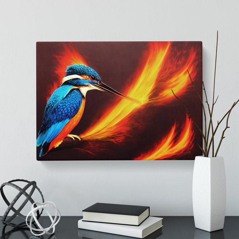 Astonishing Kingfisher Bird - Wrapped Canvas, 35cm H x 50cm W x 3cm D