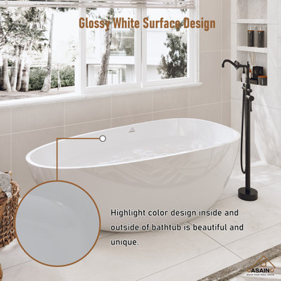 Baignoire autoportante à surface solide de 67 po x l 33 po avec robinet