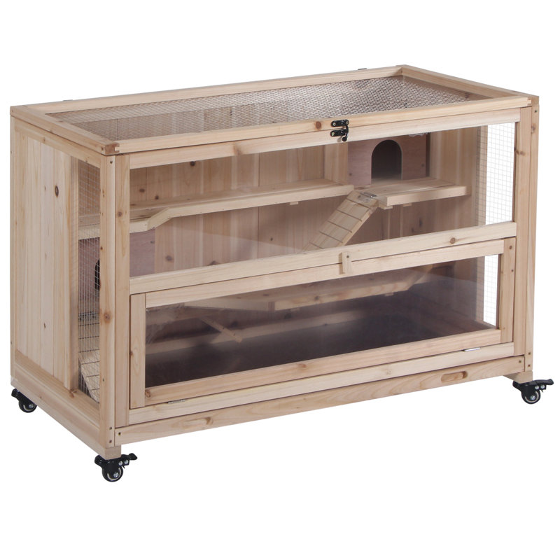 Wooden Hamster Cage 3-Tier Roden Small Animals Hutch 99 x 50 x 69 cm