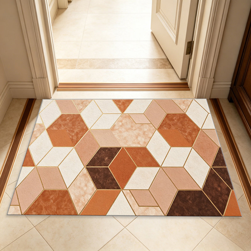 Marble Hexagon Terracotta carpet-easy to clean, machine-washable, soft and comfortable; suitable for door mats, kitchens, living rooms, bedrooms, corridors, and laundry areas. Easy to clean, durable carpet for home decoration.