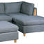 Canapé modulaire moderne 5 pièces For Living - Tissu gris acier avec 2 coins, 1 chaise sans accoudoirs, repose-pieds gris