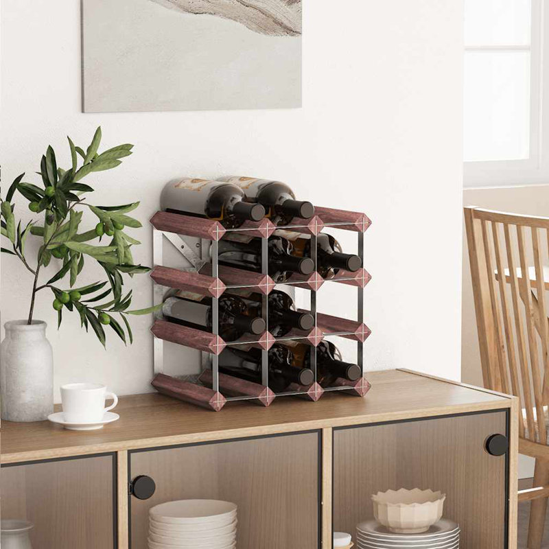 Porte-bouteilles de vin Danera, H 12,8 po x l 12,8 po x P 8,9 po, Brun