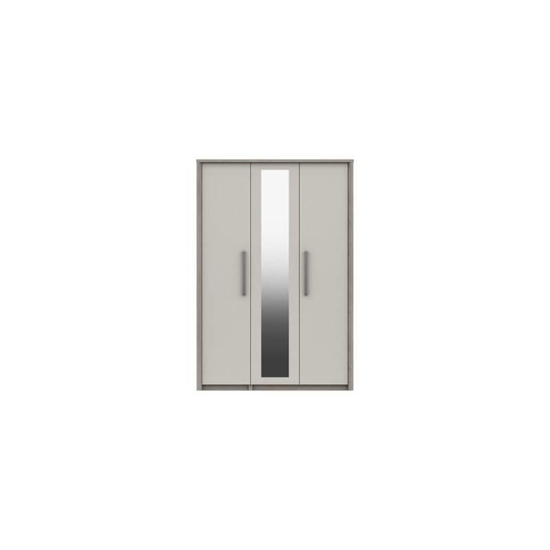 Colville 3 Door Manufactured Wood Wardrobe, Grey Oak/White Grey Gloss