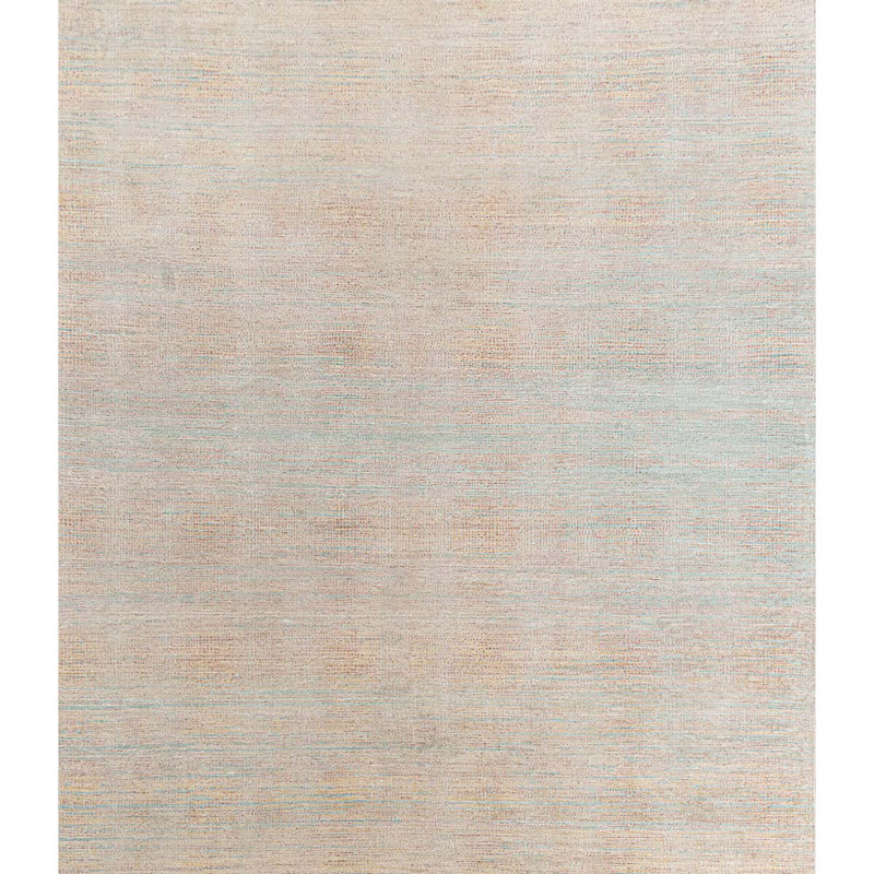Tapis en laine tissé à la main en orange / gris, Rectangle 8 pi x 10 pi