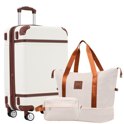Hardshell Luggage Sets with Bags Lightweight Suitcase Double Spinner Wheels with TSA Lock ,Single Vintage Luggage 24 IN