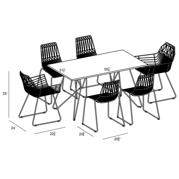 Pixley - Juego de comedor rectangular para exteriores para 6 personas