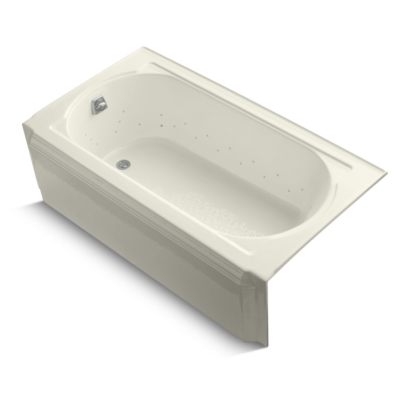 Memoirs 60" x 33.75" Whirlpool Cast Iron Bathtub with Heater, Biscuit, Biscuit