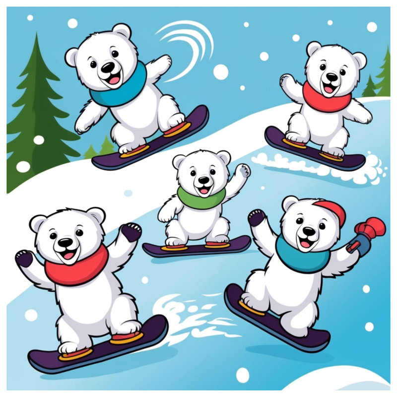 Tapis de bain polaire Snowboard, L 24 po x L 17 po