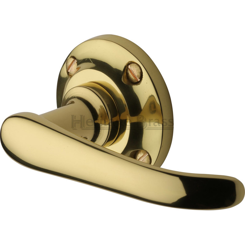 Heritage Brass Heritage Door Handle Lever Latch on Round Rose Windsor Design, Polished Brass