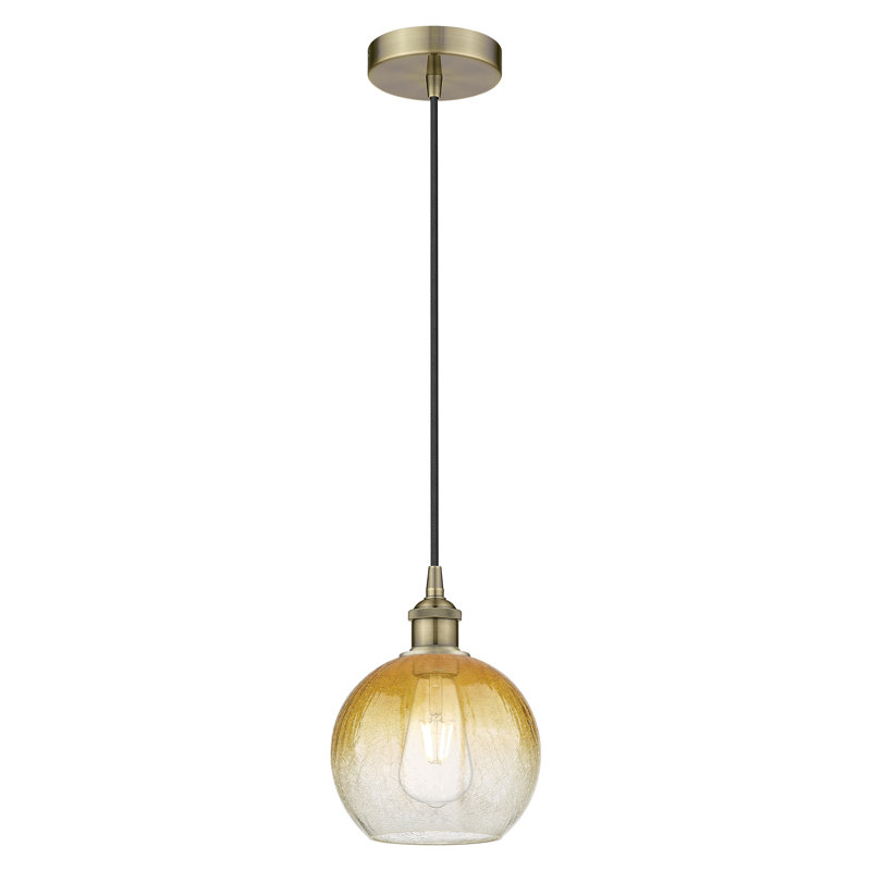 Edison - Brookhaven Globe - Mini luminaire suspendu à cordon 8 po 1 lumière, Ambre, Antique Brass
