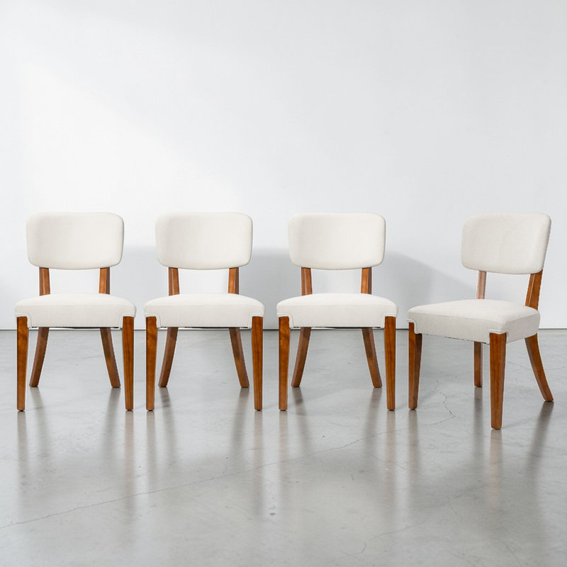 Chaises de salle à manger rembourrées en bois massif Putnam, Beige, Brun