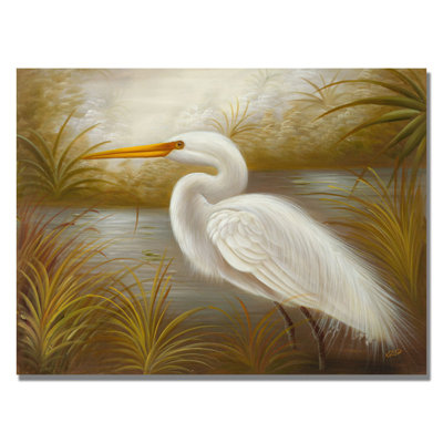 « white héron » par rio, impression sur toile