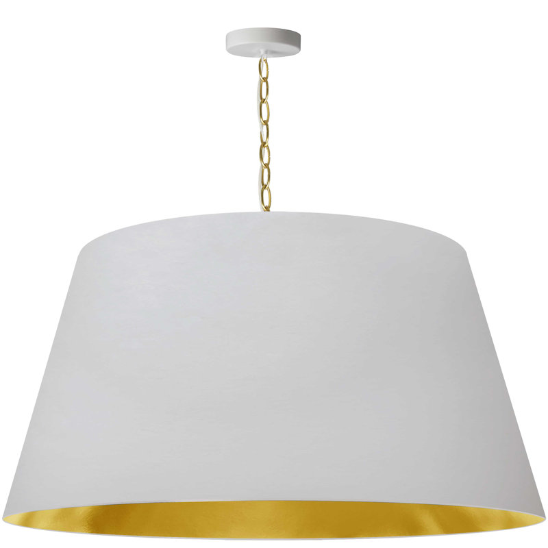 Luminaire suspendu cylindrique à 1 lumière Onald, H 16 po x l 32 po x P 32 po, Blanc / laiton vieilli, Laiton vieilli