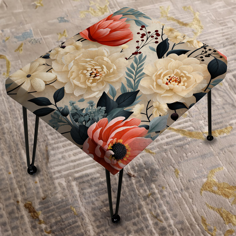 Boho Floral Eclecticism - Floral Rectangle Ottoman