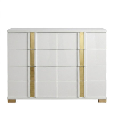 Josiah White/Gold 6-Drawer 59 in. Wide Dresser
