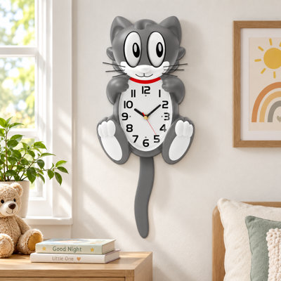 Grande horloge murale 18 pouces pour chat 3D