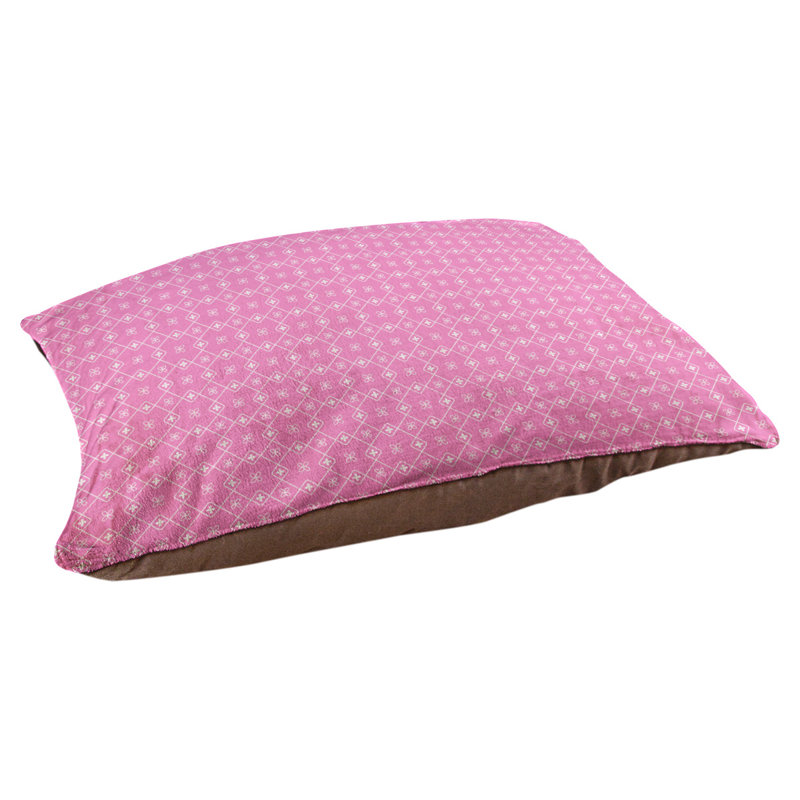 Coussin pour chien/classique à chariot Campion, Petit (l 28 po x P 18 po x H 9,5 po), Rose / blanc
