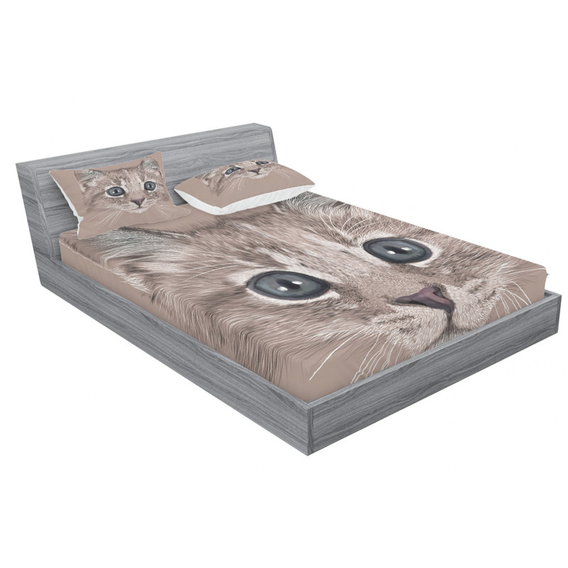 Microfiber Animal Print Sheet Set, Queen Sheet Set with Fitted Sheet