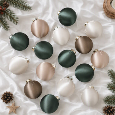 Ensemble de 15 boules de Noël en satin de 3,15 po en velours de couleur unie avec boîte-cadeau pour arbre de Noël