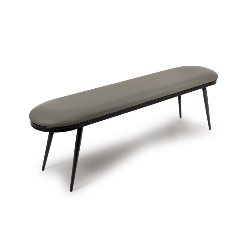 Destry Faux Leather Upholstered Bench, Grey