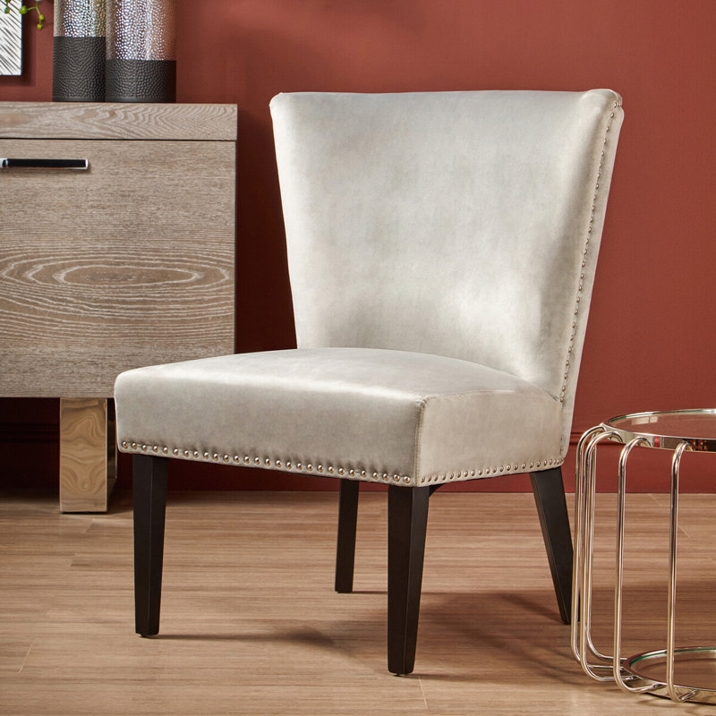 Otsego 47cm H Velvet Upholstered Side Chair, Grey