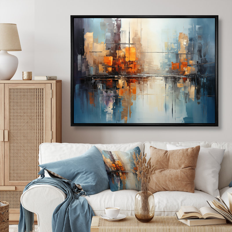 Gray Gray Abstract Reflections Bold - reproduction sur toile, H 30 po x l 40 po x P 1,5 po, Cadre flottant noir