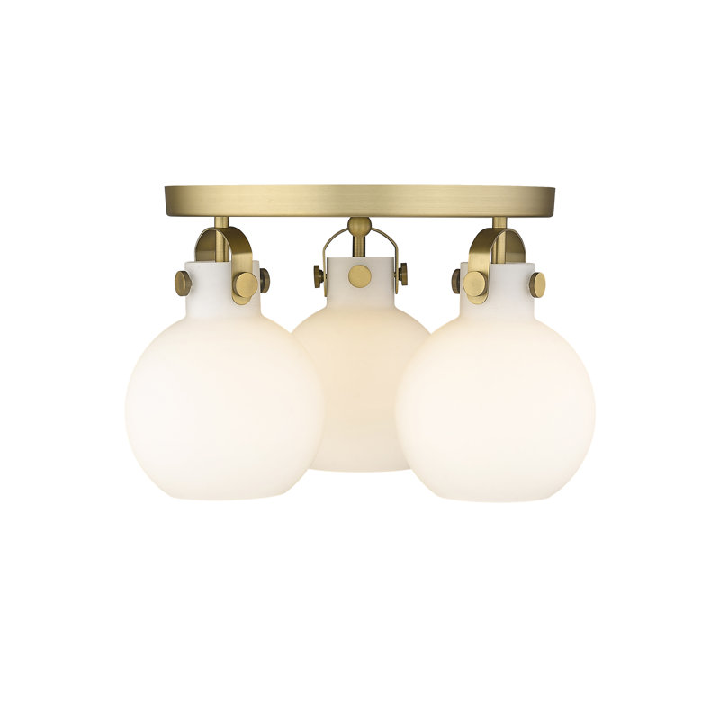 Slocomb Glass Semi Flush Mount, Brushed Brass, Matte White