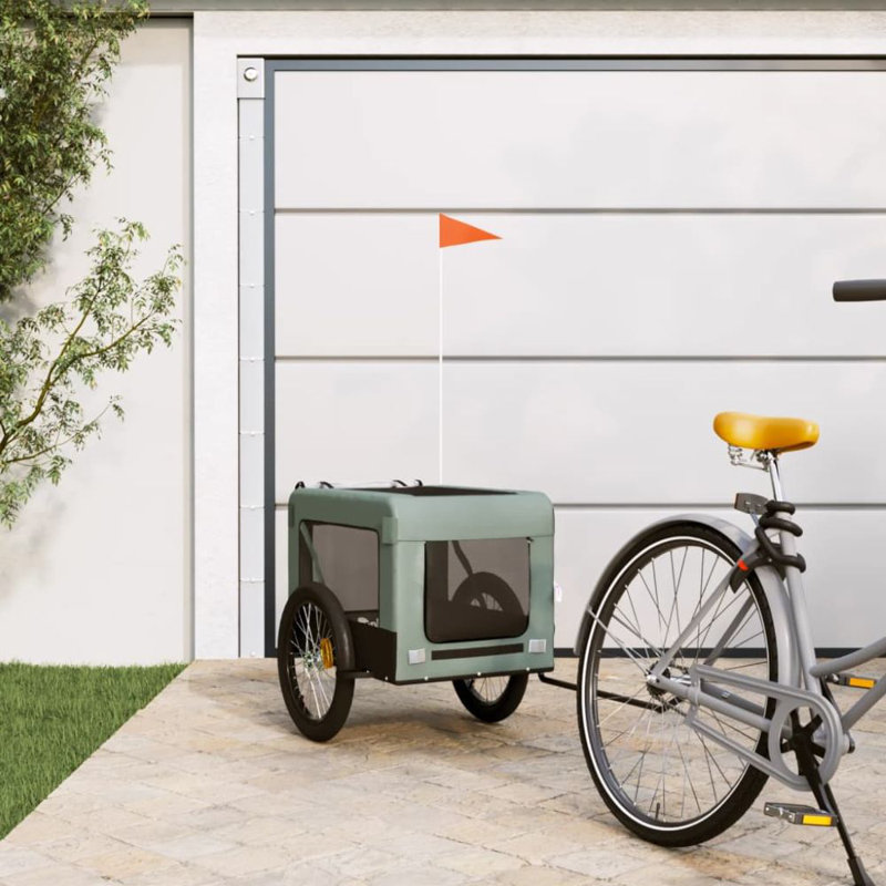 VidaXL Pet Vélo Remorque Vélo Cargo Poussette Chien Tissu et fer Oxford, Gris, H 26 po x l 48,4 po x P 24,8 po