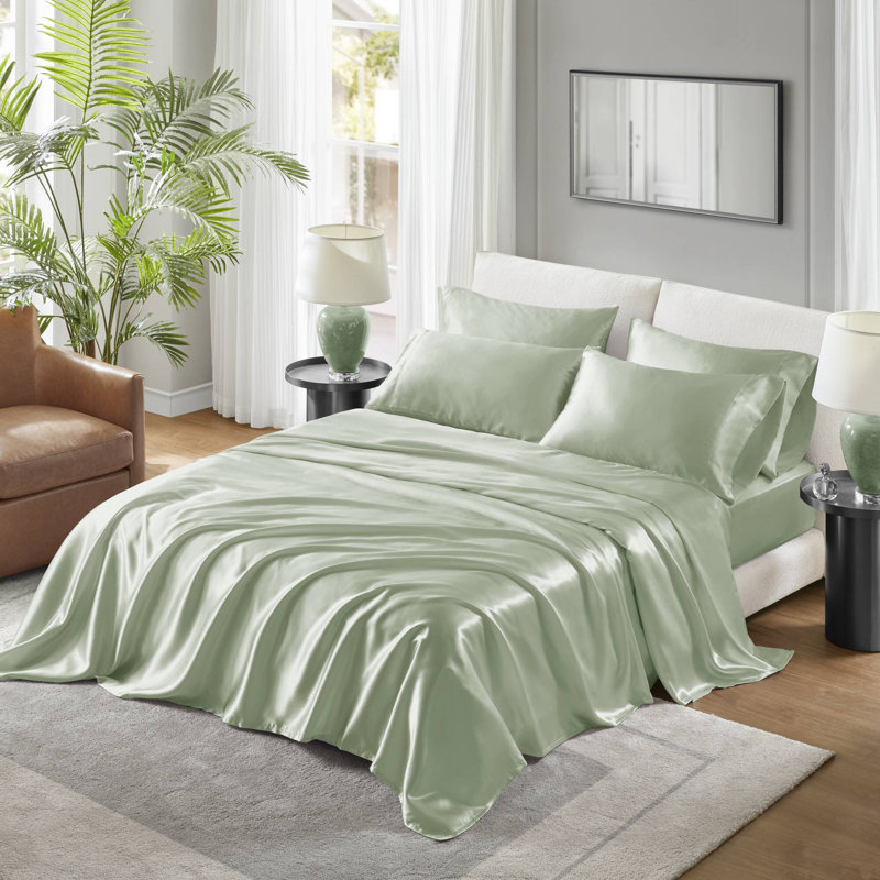 Taies d'oreiller standard 2 pièces 20 x 30 po Satin Sage, Taies d'oreiller pour grand lit, Sage