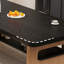 Ensemble de table à manger moderne simple en bois massif noir-109704463
