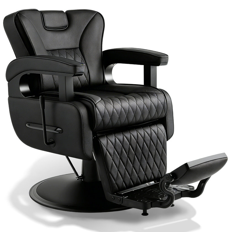 Fauteuil de coiffeur rétro robuste, fauteuil de salon inclinable à hauteur réglable à 360 degrés