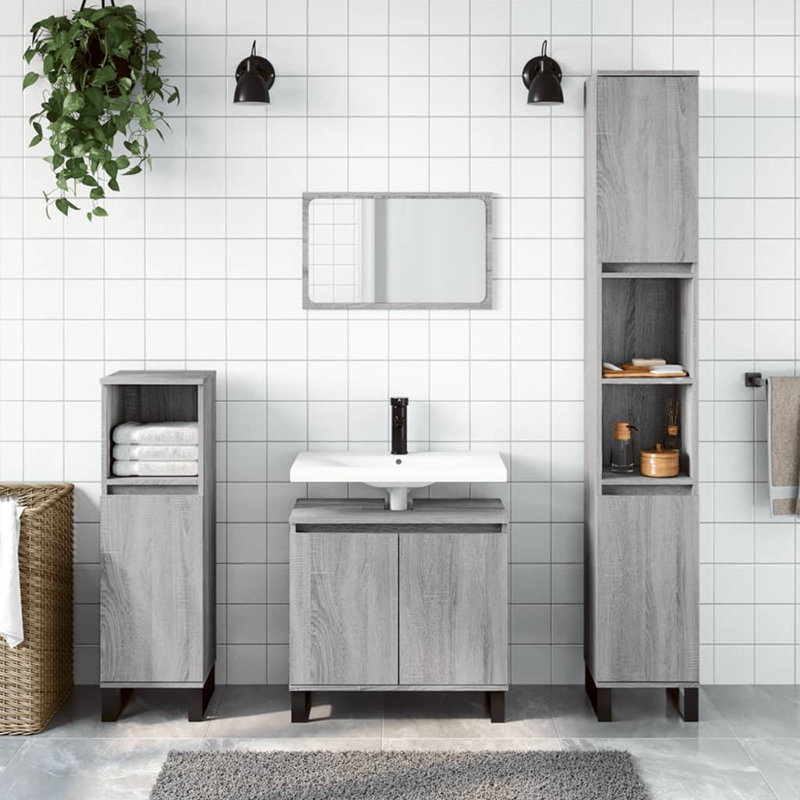 Aarlo Freestanding Bathroom Storage Furniture Set, Grey Sonoma